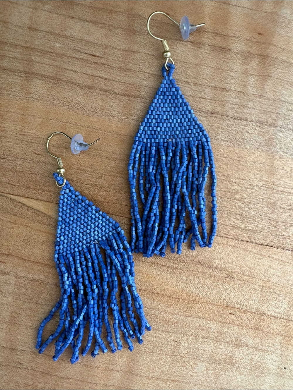 Ink + Alloy Blue Seed Bead Fringe Drop Earrings